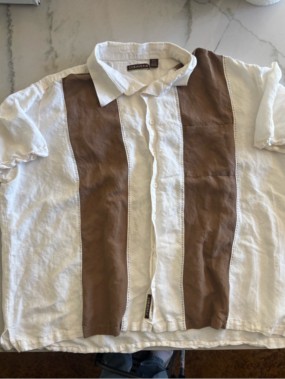 Cubavera White Linen-Blend Short Sleeve Shirt 4xlt